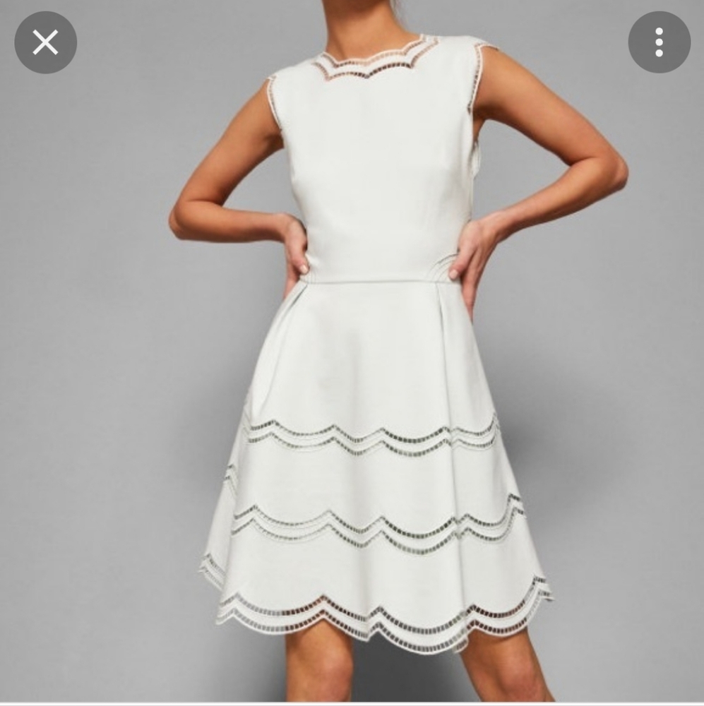 Ted Baker Cammey White Scalloped Lace Dress